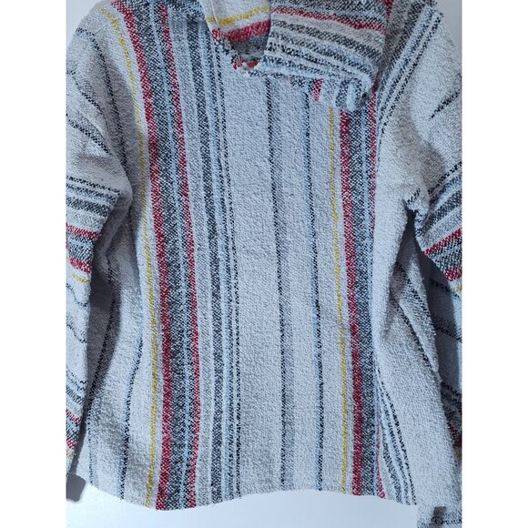 Earthbound Trading Co Baja Hoodie Striped Pullover Sweatshirt Medium Cotton Blen - Picture 10 of 14
